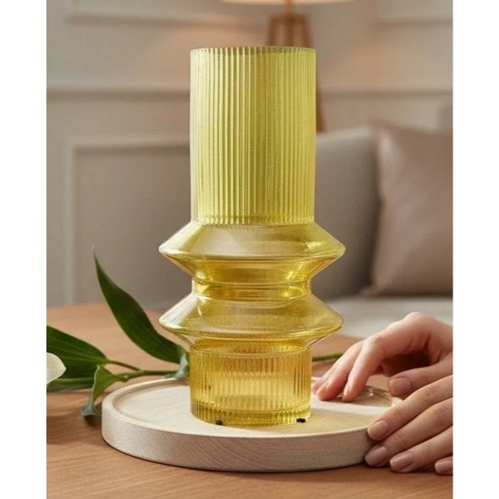 ELK Home Cenon Large Glass Vase In‎ Translucent Yellow 11” Tall